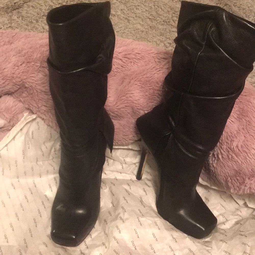 Leather High Heel Boots